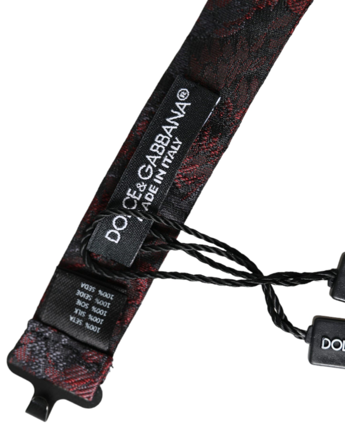 Nœud papillon ajustable Dolce & Gabbana pour homme, motif floral rouge et noir