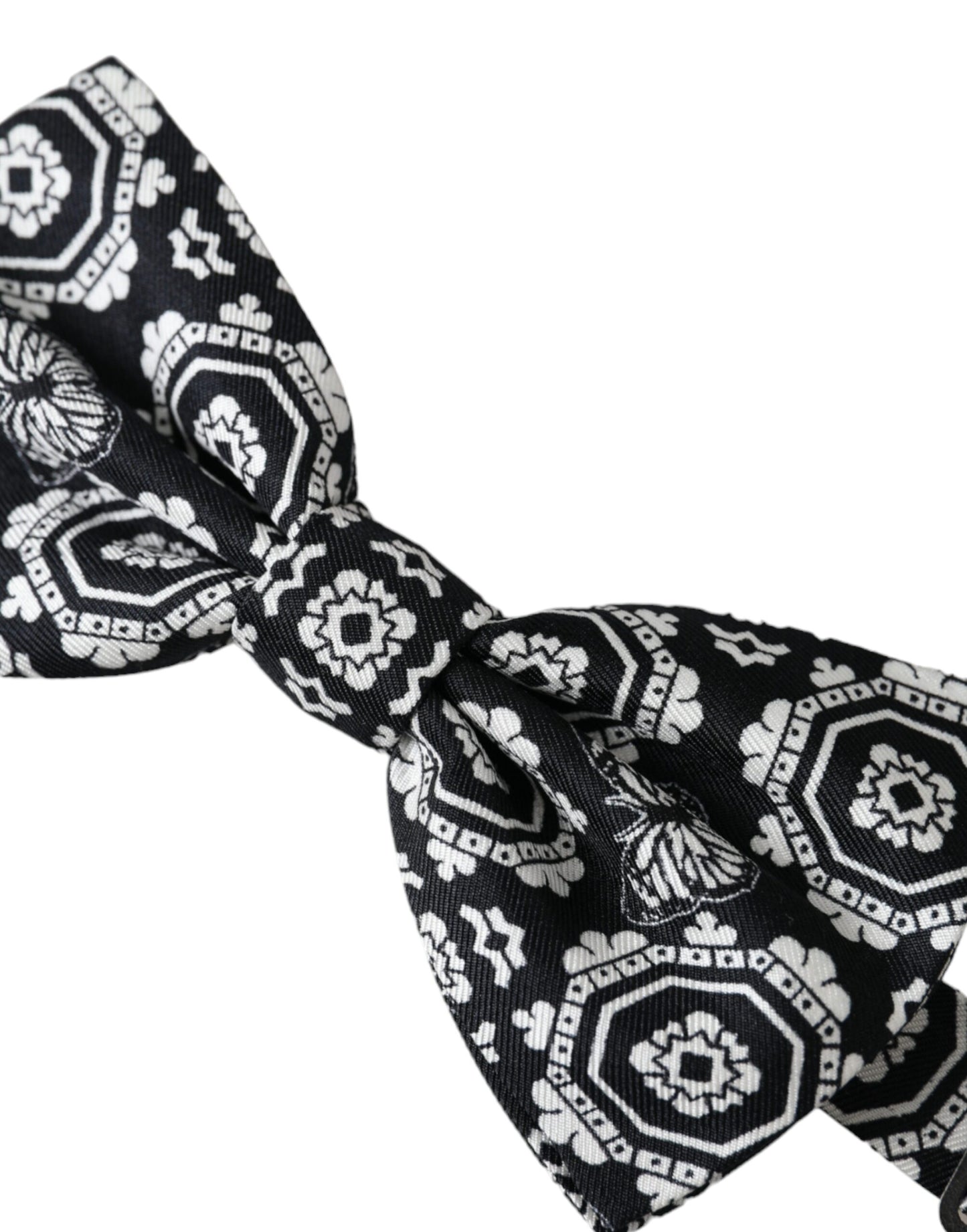 Nœud papillon ajustable imprimé noir et blanc Dolce & Gabbana pour homme