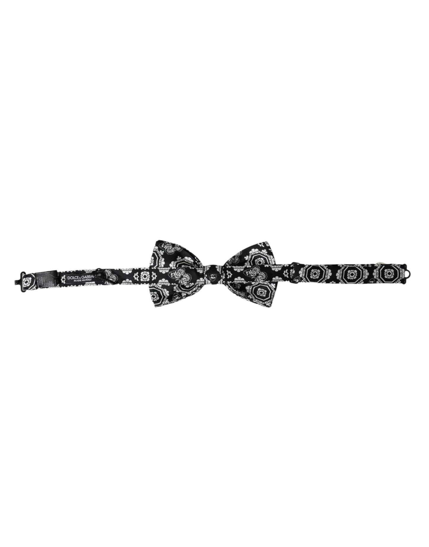 Nœud papillon ajustable imprimé noir et blanc Dolce & Gabbana pour homme