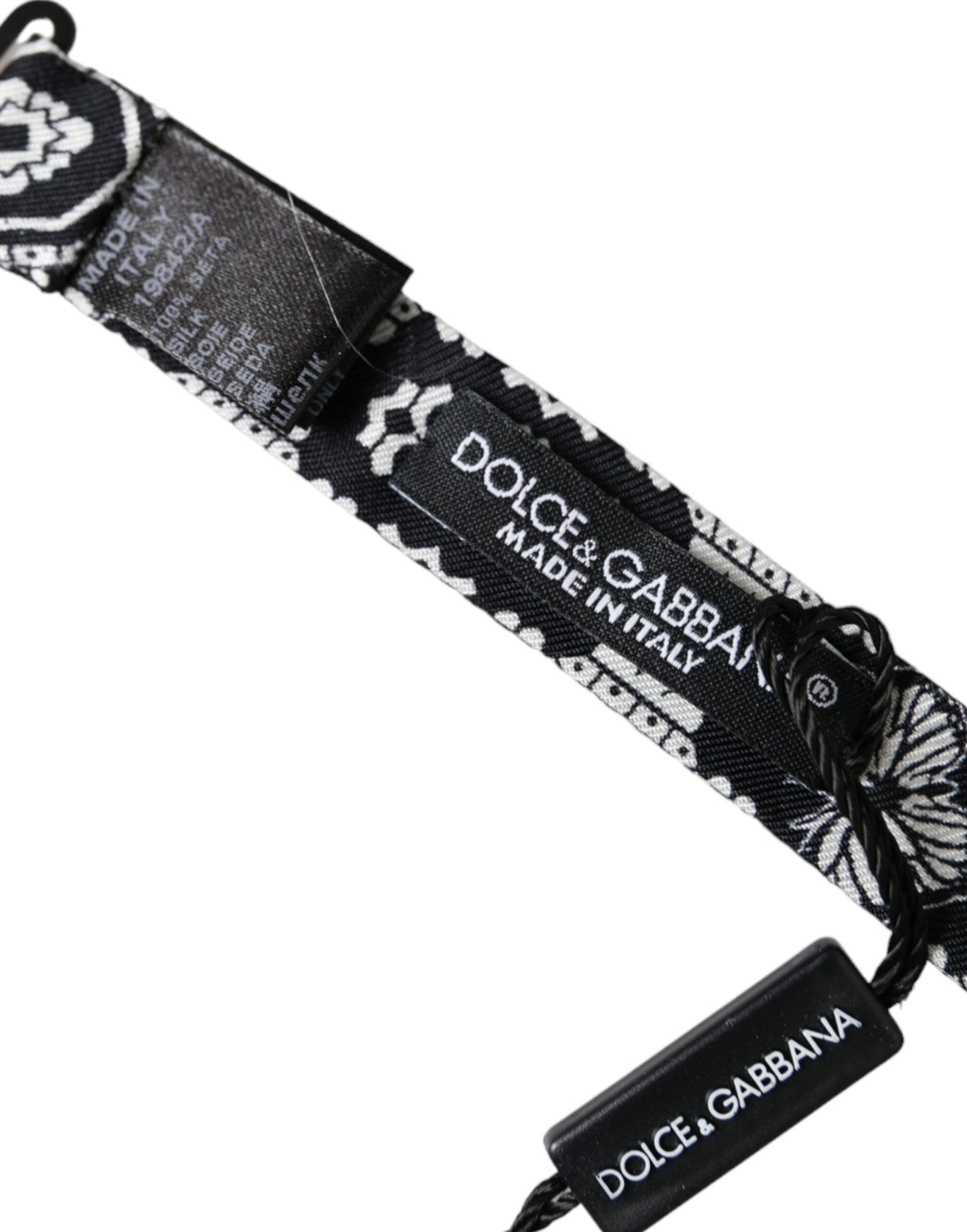 Nœud papillon ajustable imprimé noir et blanc Dolce & Gabbana pour homme