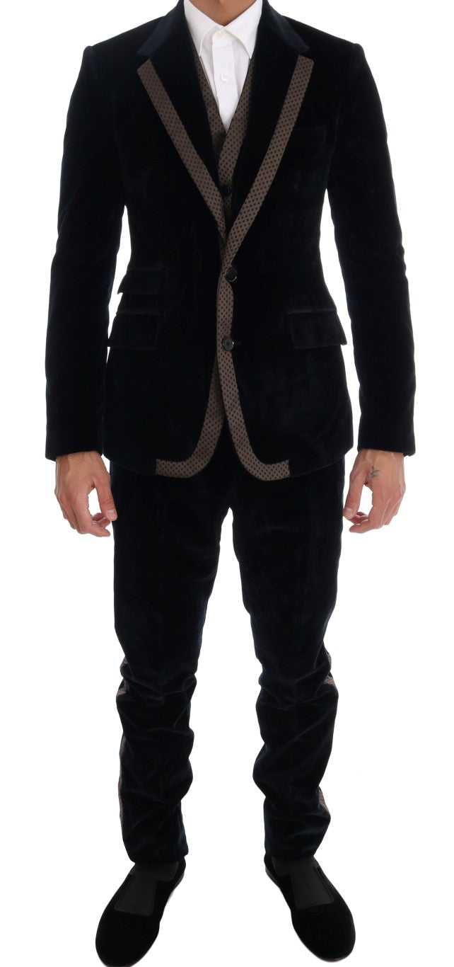 Costume trois pièces slim bleu élégant Dolce & Gabbana
