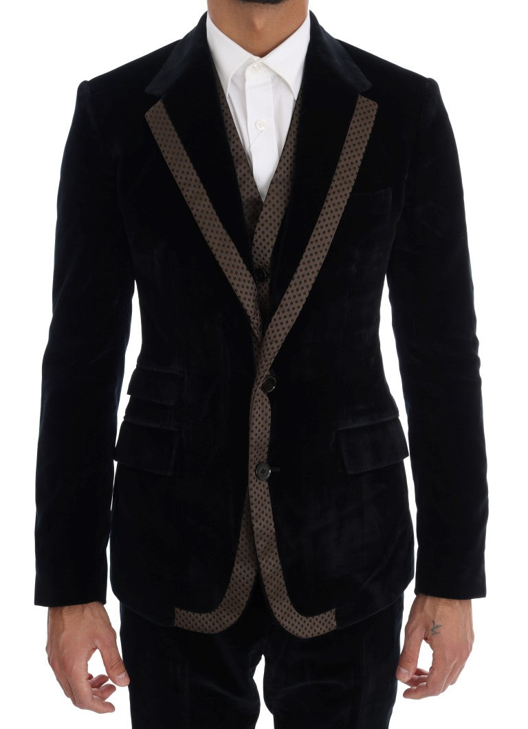 Costume trois pièces slim bleu élégant Dolce & Gabbana