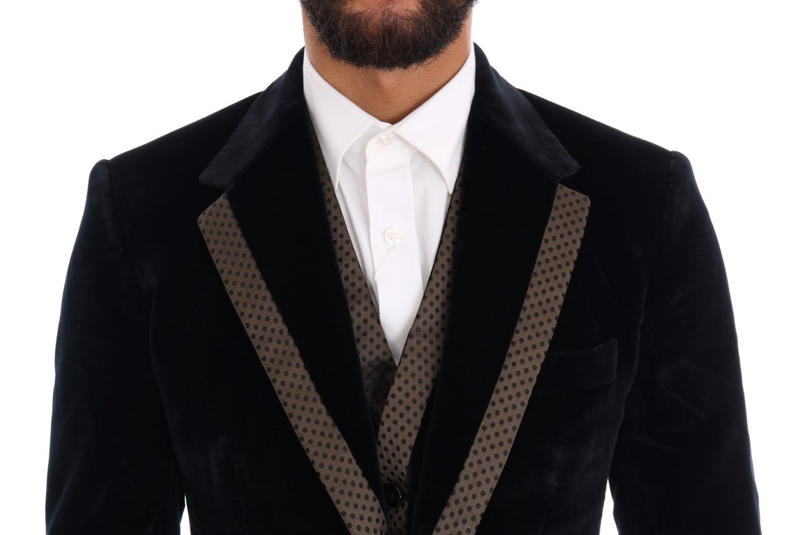 Costume trois pièces slim bleu élégant Dolce & Gabbana