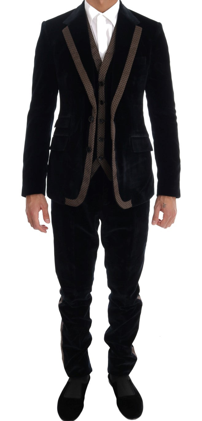 Costume trois pièces slim bleu élégant Dolce & Gabbana