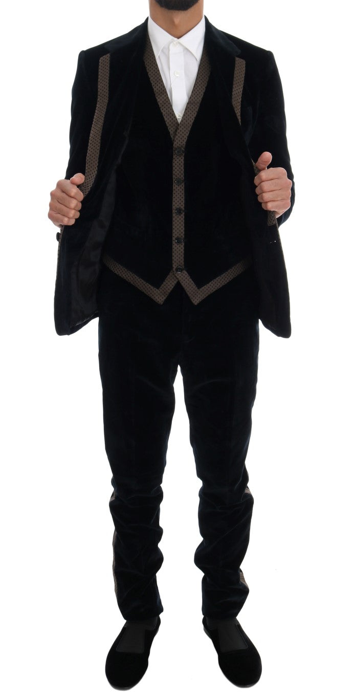 Costume trois pièces slim bleu élégant Dolce & Gabbana