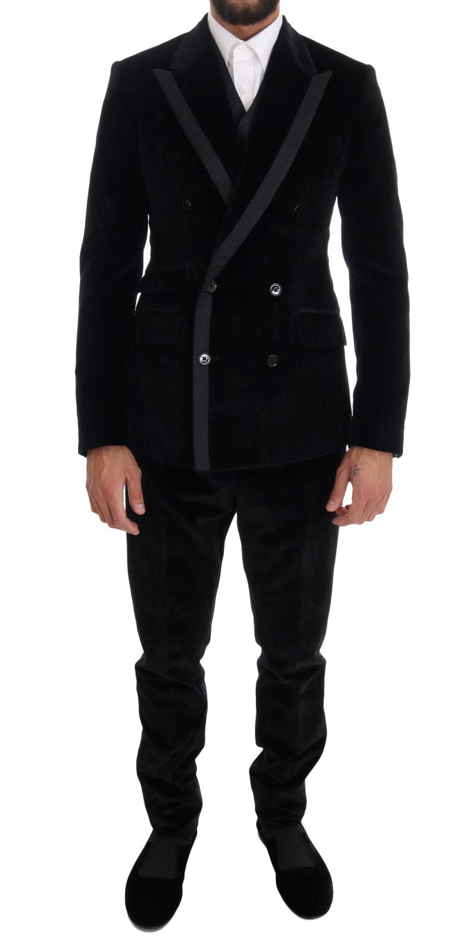 Costume trois pièces slim noir élégant Dolce & Gabbana