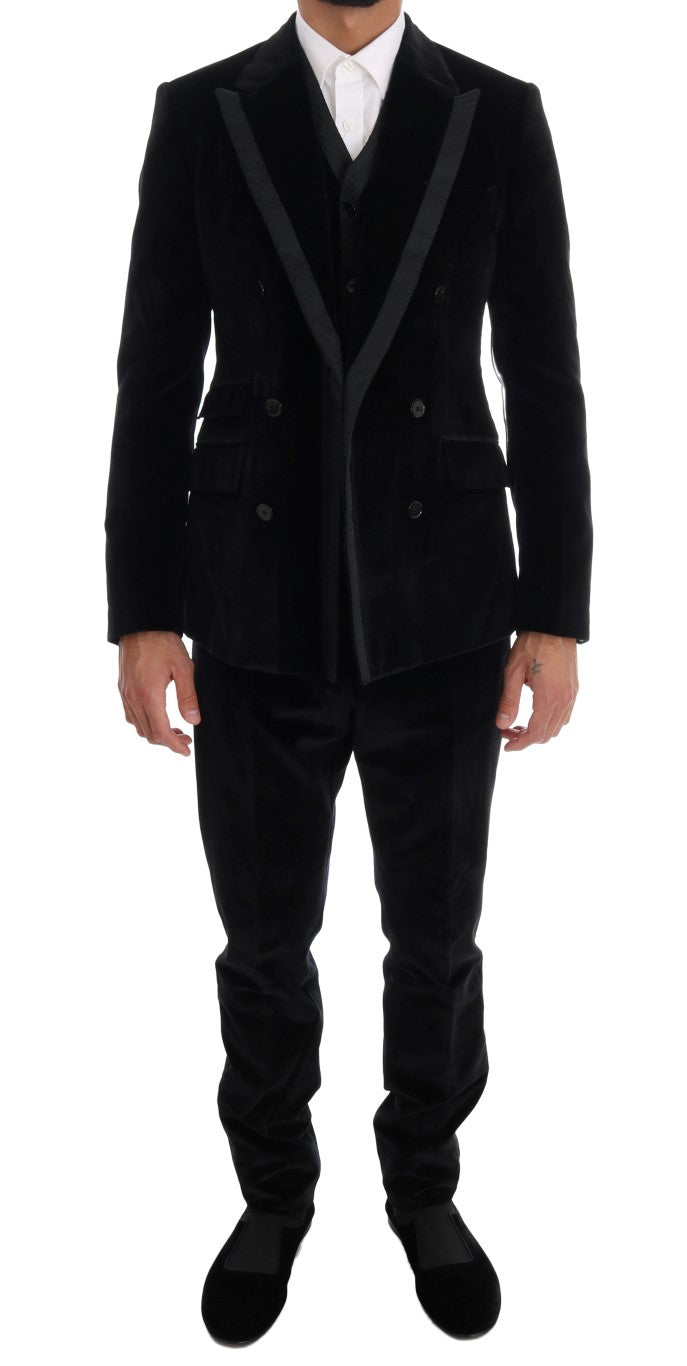 Costume trois pièces slim noir élégant Dolce & Gabbana