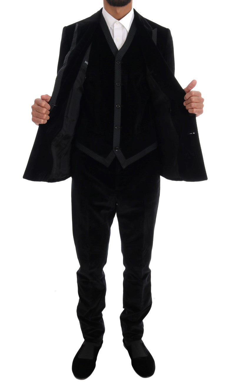 Costume trois pièces slim noir élégant Dolce & Gabbana