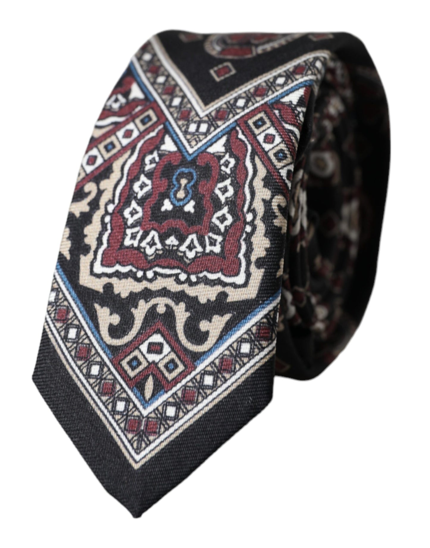 Cravate ajustable pour homme Dolce & Gabbana en soie imprimée noire 100 %