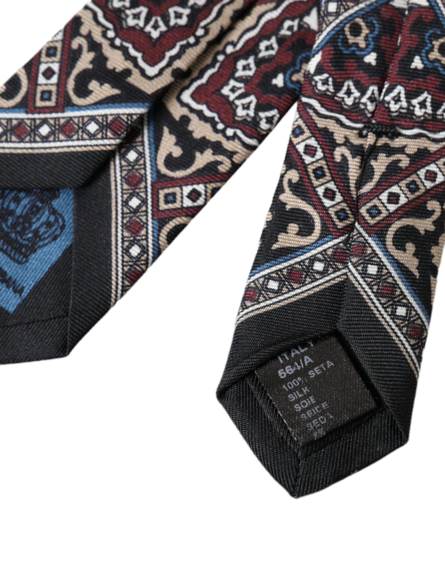 Cravate ajustable pour homme Dolce & Gabbana en soie imprimée noire 100 %