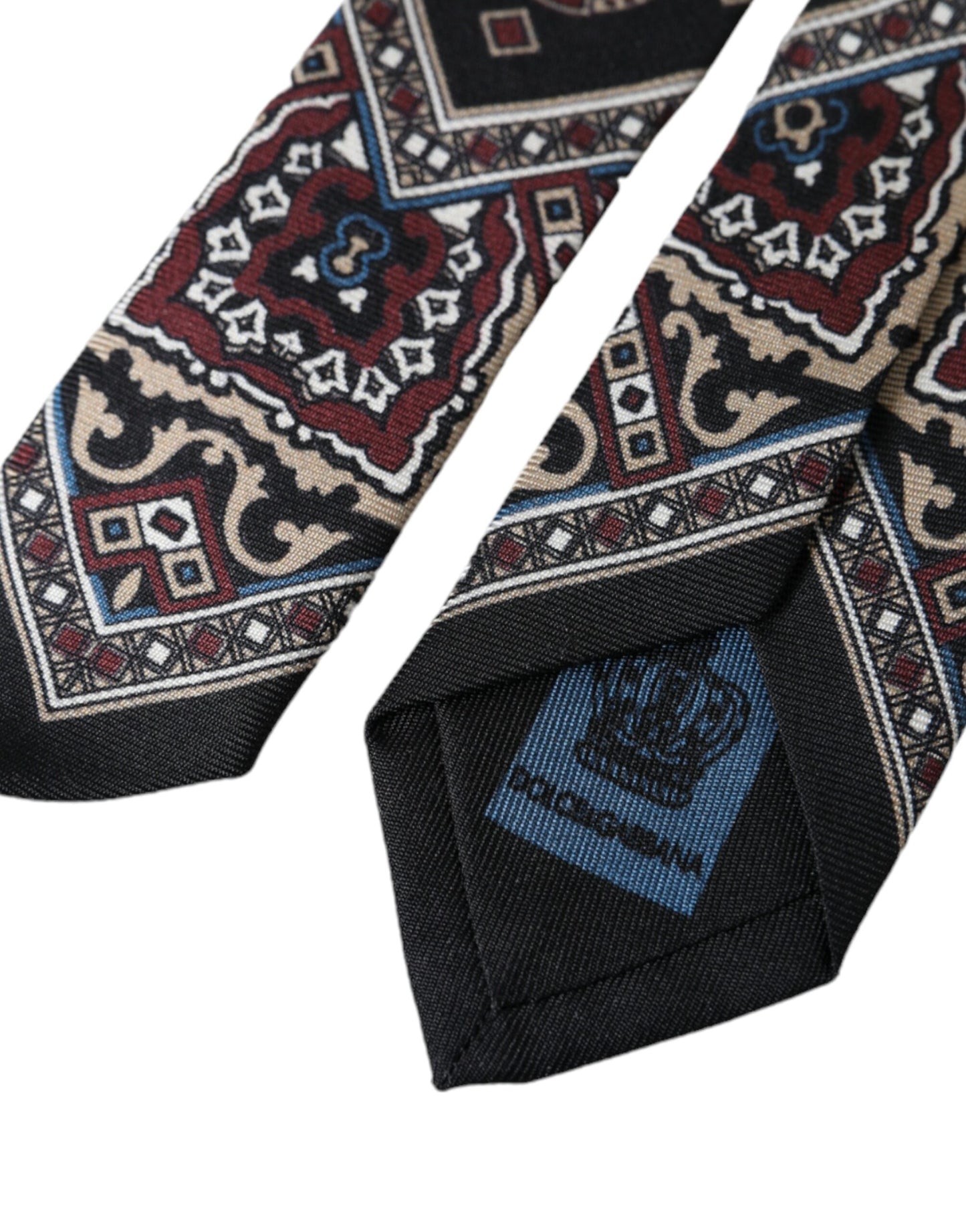 Cravate ajustable pour homme Dolce & Gabbana en soie imprimée noire 100 %