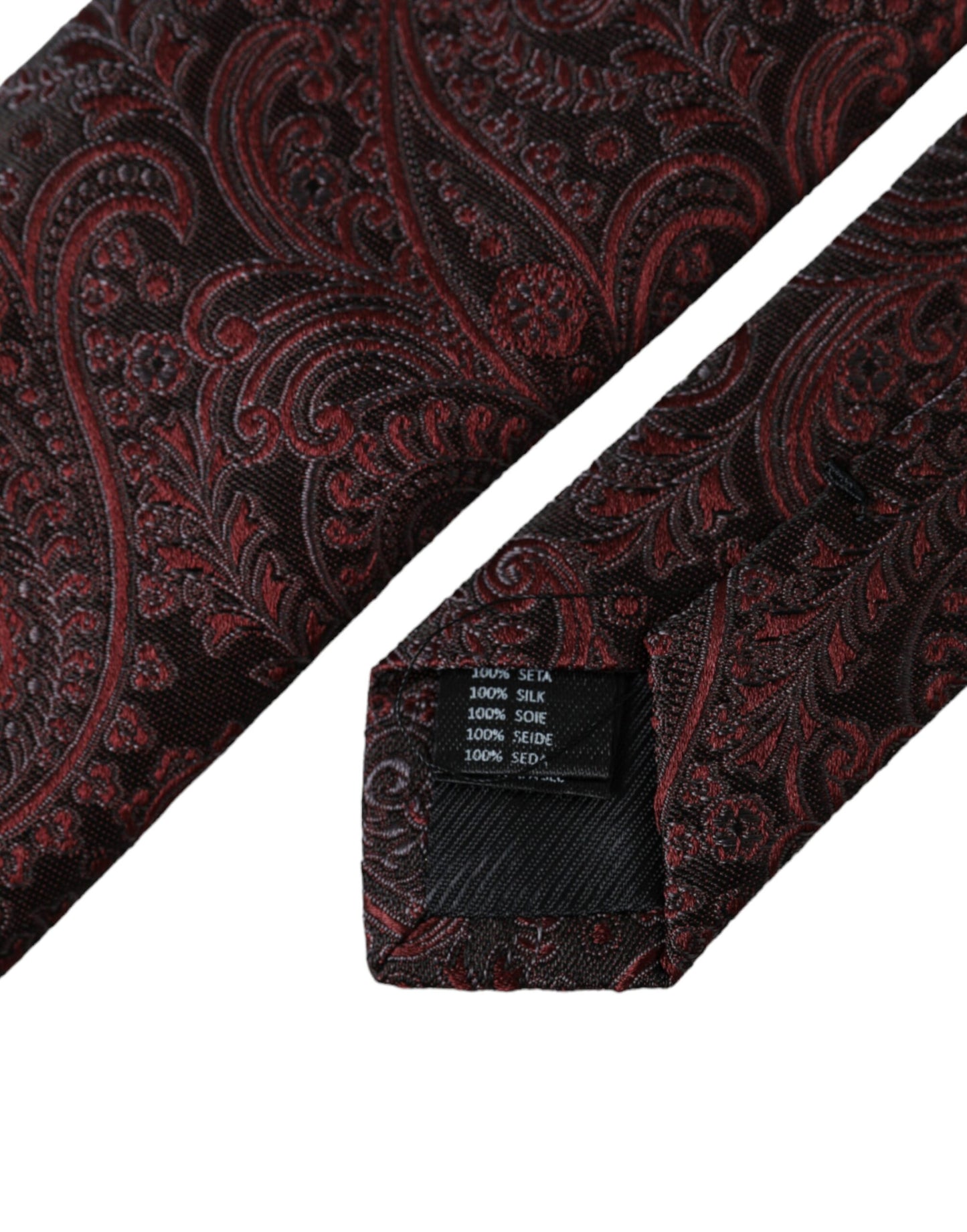 Cravate ajustable en soie à motifs bordeaux Dolce & Gabbana pour homme
