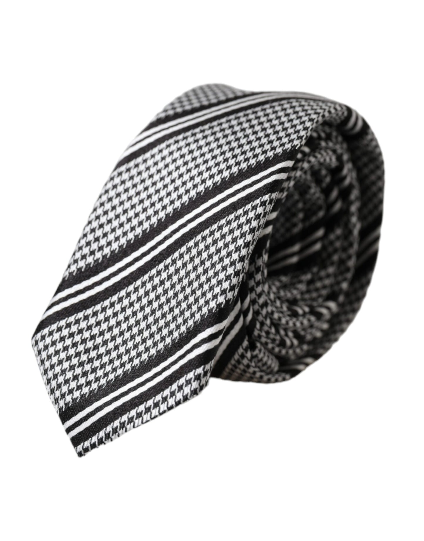 Cravate ajustable en soie à rayures noires et blanches Dolce & Gabbana