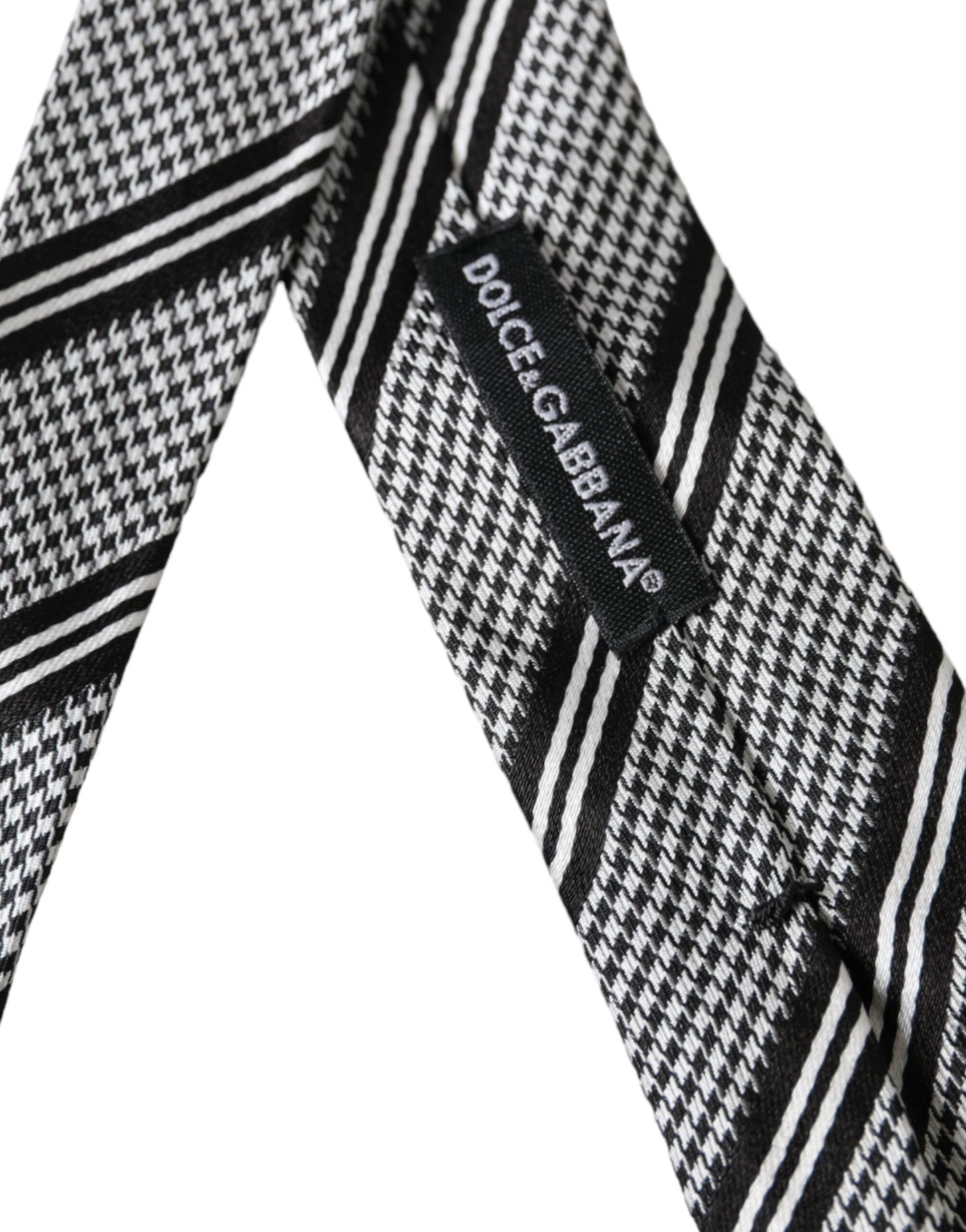 Cravate ajustable en soie à rayures noires et blanches Dolce & Gabbana