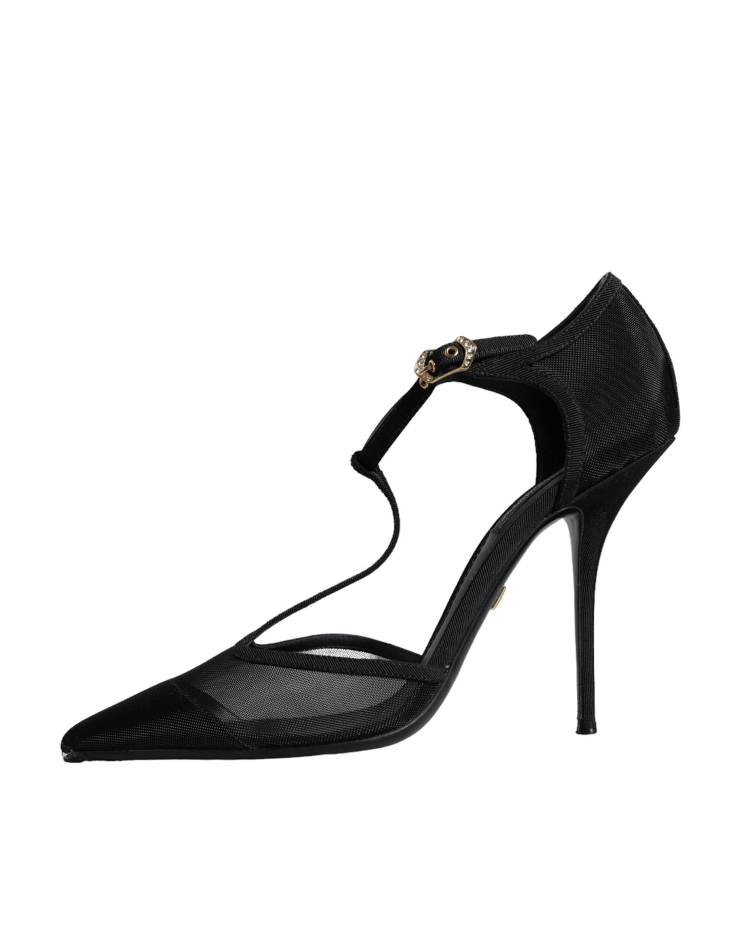 Chaussures à talons aiguilles et brides en T en maille noire Dolce & Gabbana
