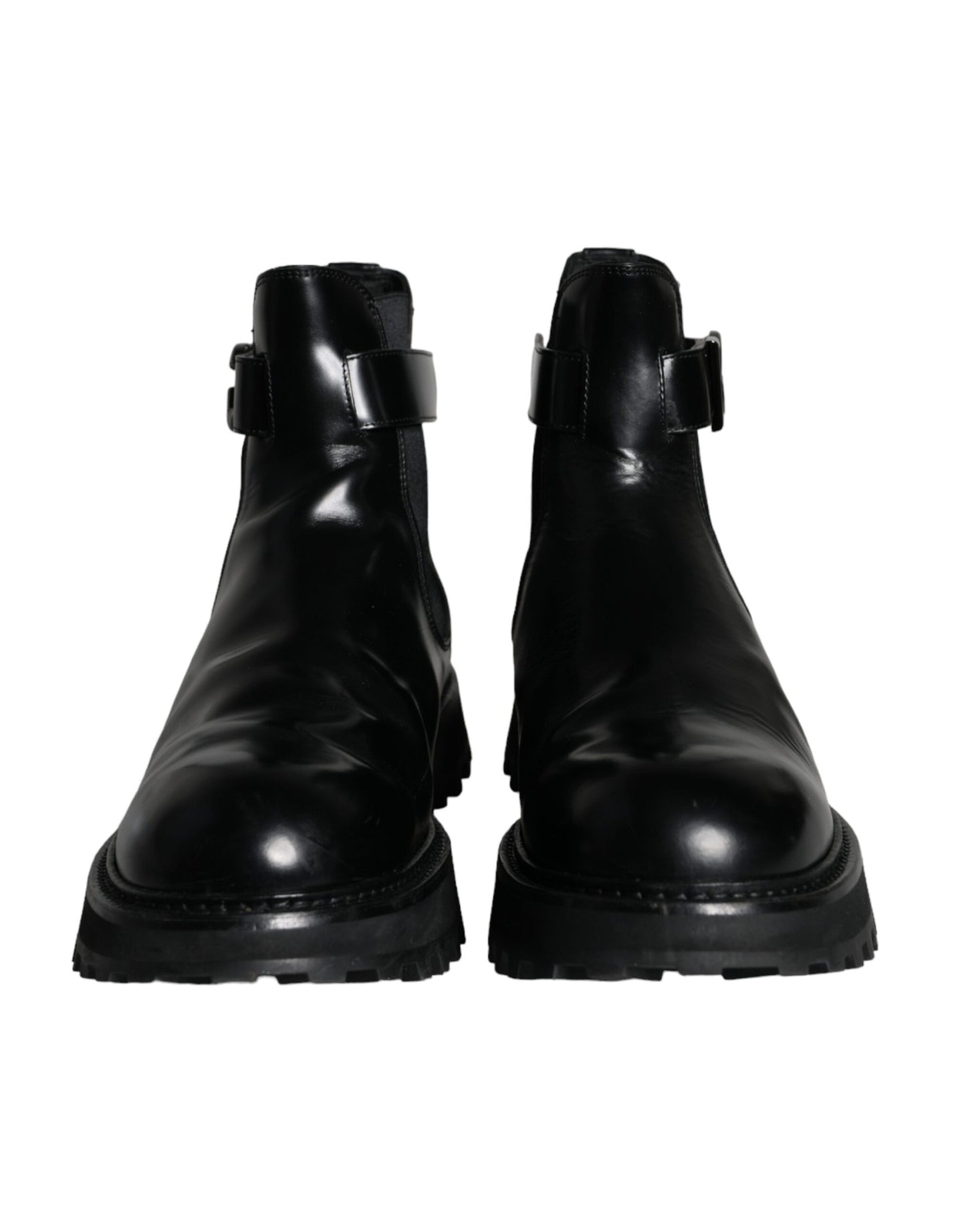 Bottines Chelsea noires Dolce & Gabbana avec ceinture et logo DG pour homme