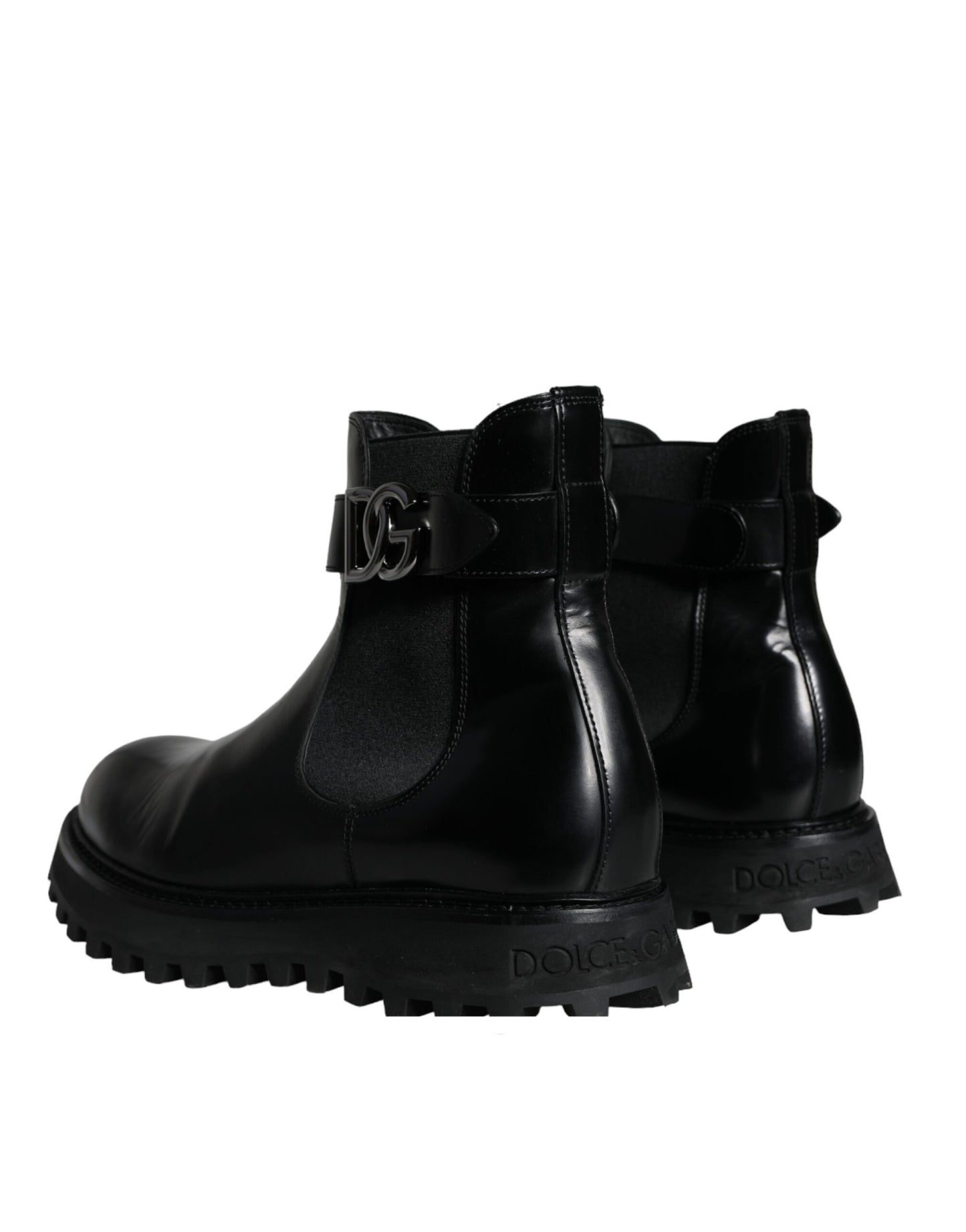 Bottines Chelsea noires Dolce & Gabbana avec ceinture et logo DG pour homme
