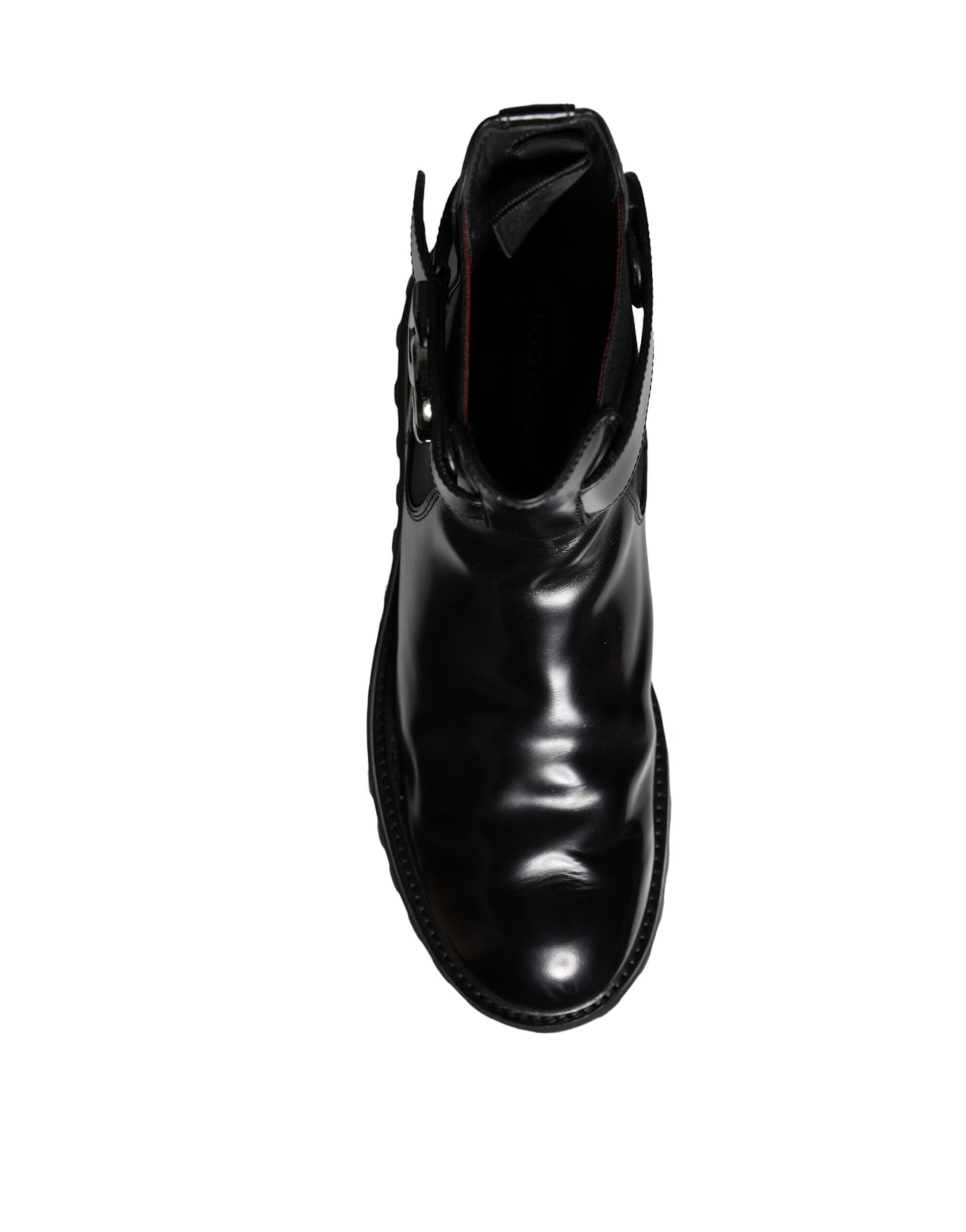 Bottines Chelsea noires Dolce & Gabbana avec ceinture et logo DG pour homme