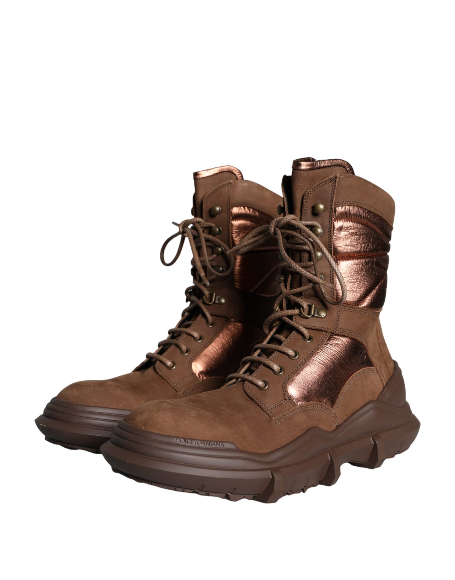 Bottes de combat militaires en daim marron Dolce & Gabbana pour homme