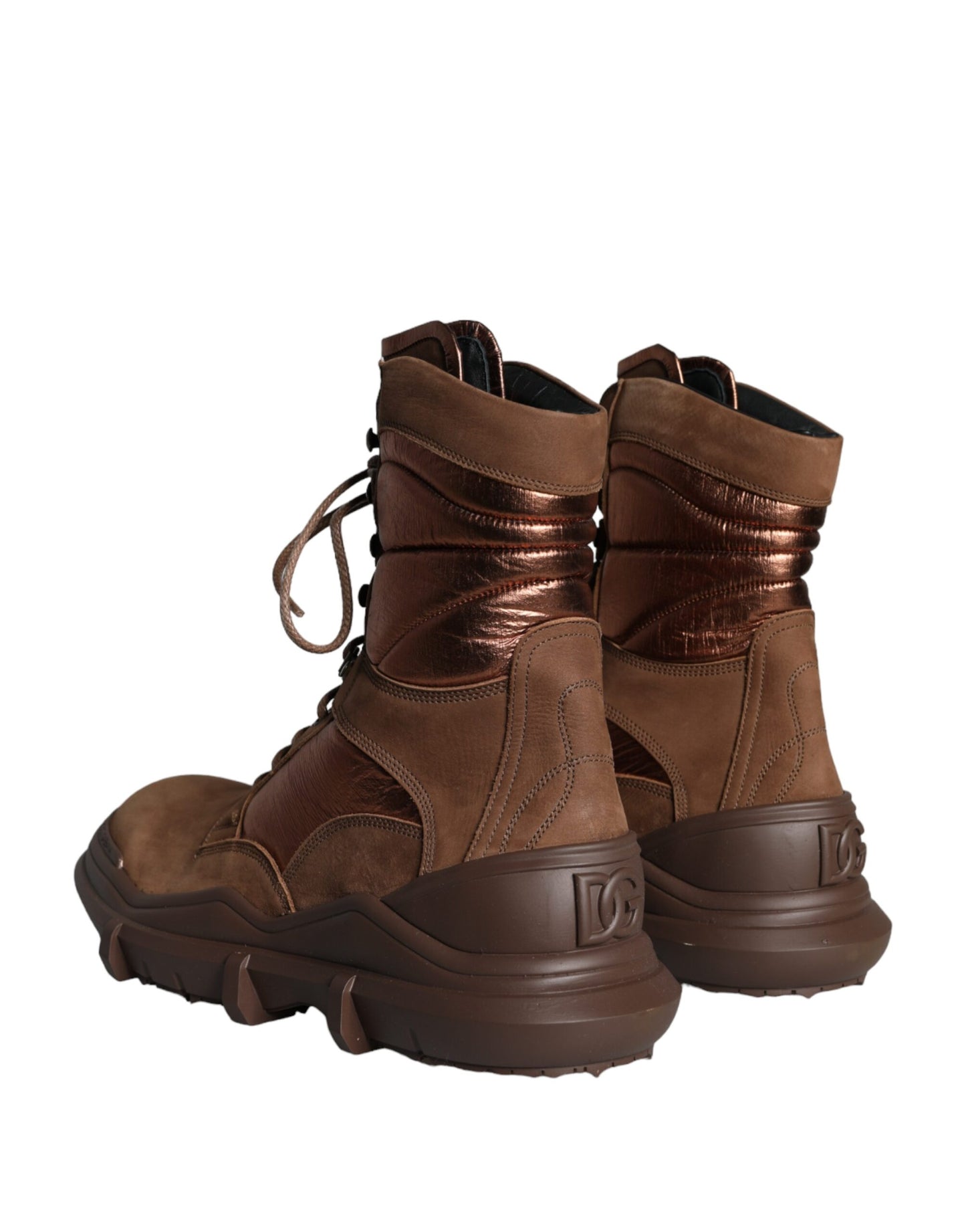 Bottes de combat militaires en daim marron Dolce & Gabbana pour homme