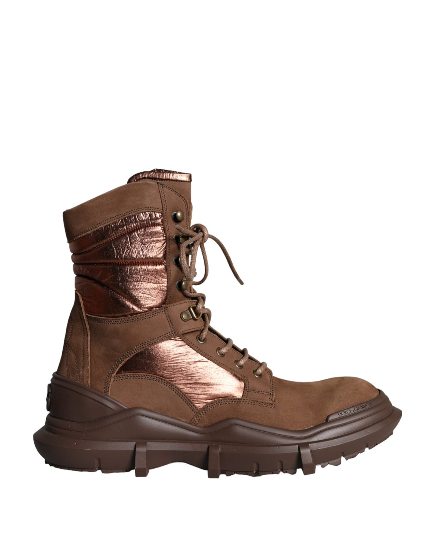 Bottes de combat militaires en daim marron Dolce & Gabbana pour homme