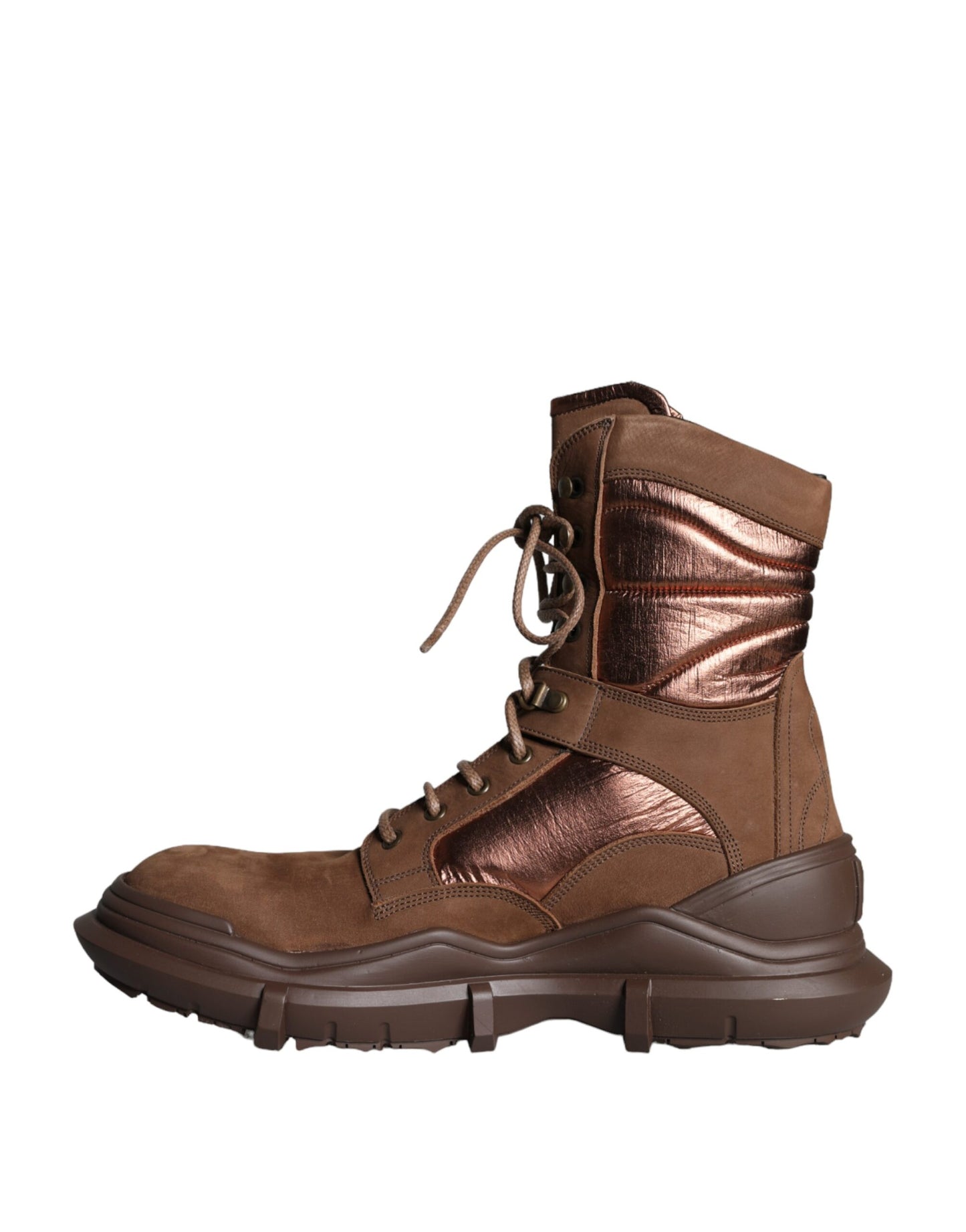 Bottes de combat militaires en daim marron Dolce & Gabbana pour homme