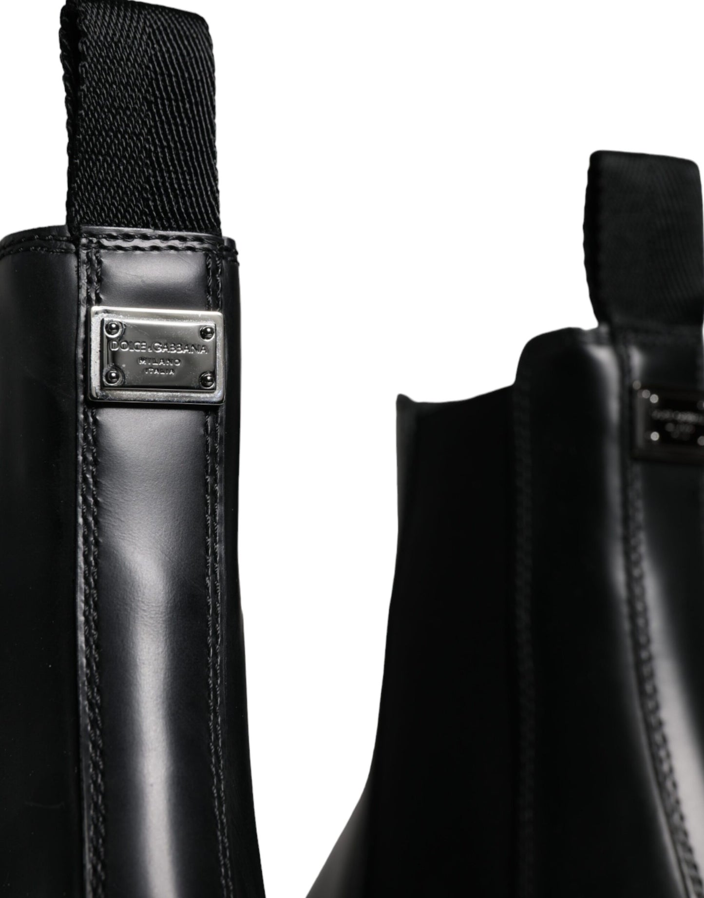 Chaussures de randonnée extensibles à enfiler en cuir noir Dolce & Gabbana