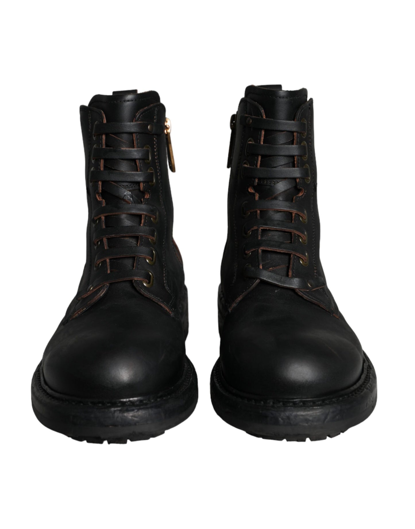 Bottes mi-mollet noires à lacets Dolce & Gabbana pour hommes