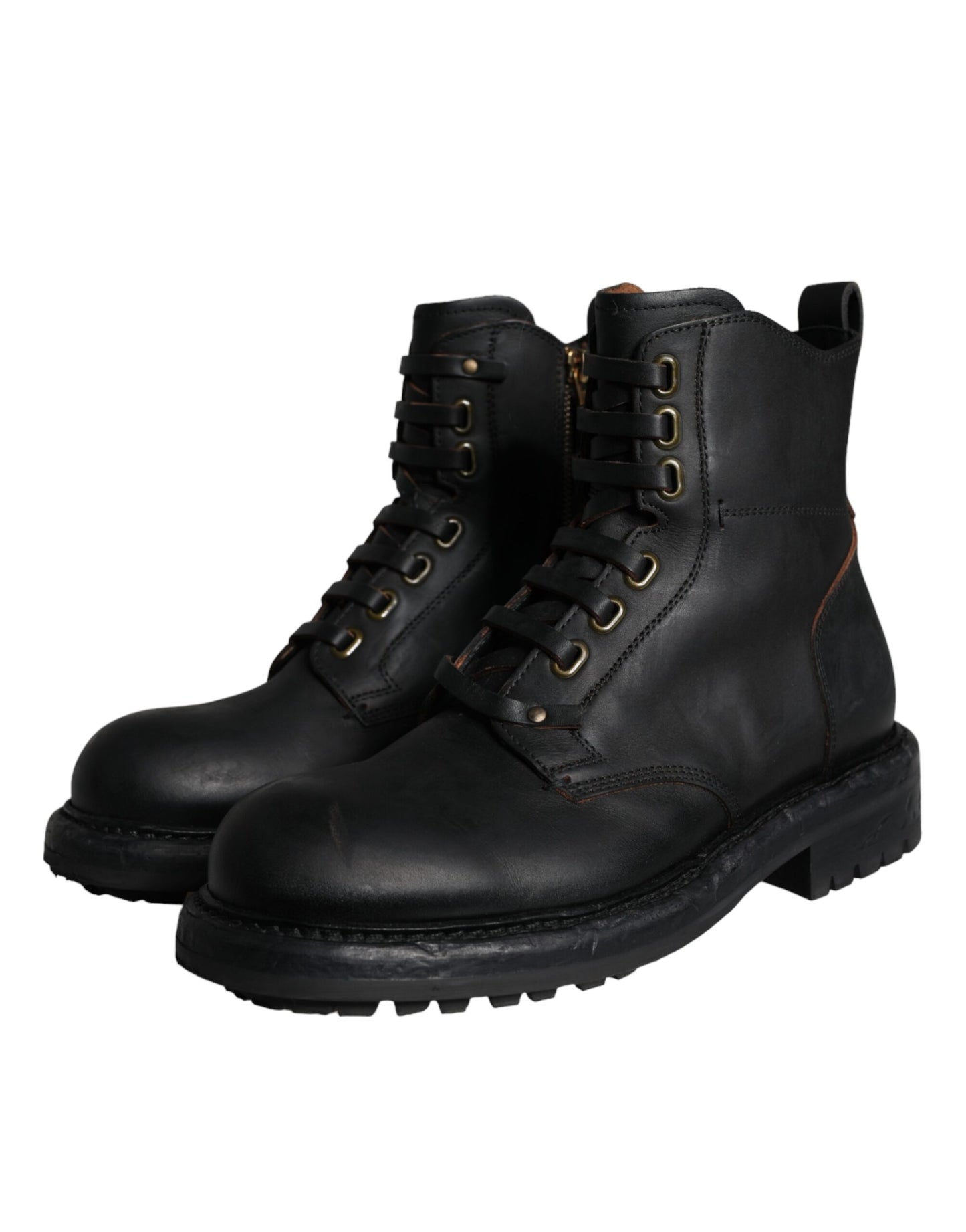 Bottes mi-mollet noires à lacets Dolce & Gabbana pour hommes