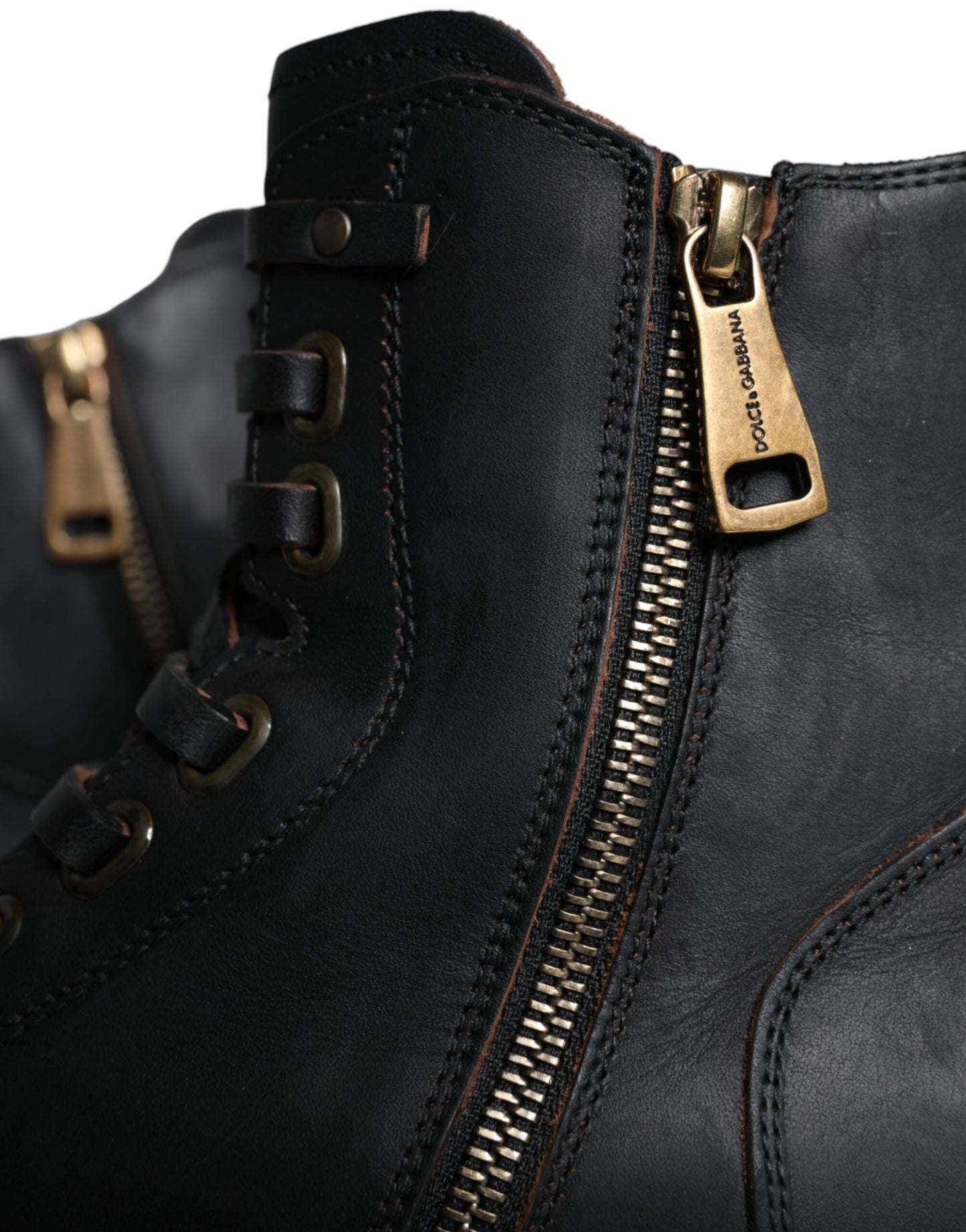 Bottes mi-mollet noires à lacets Dolce & Gabbana pour hommes