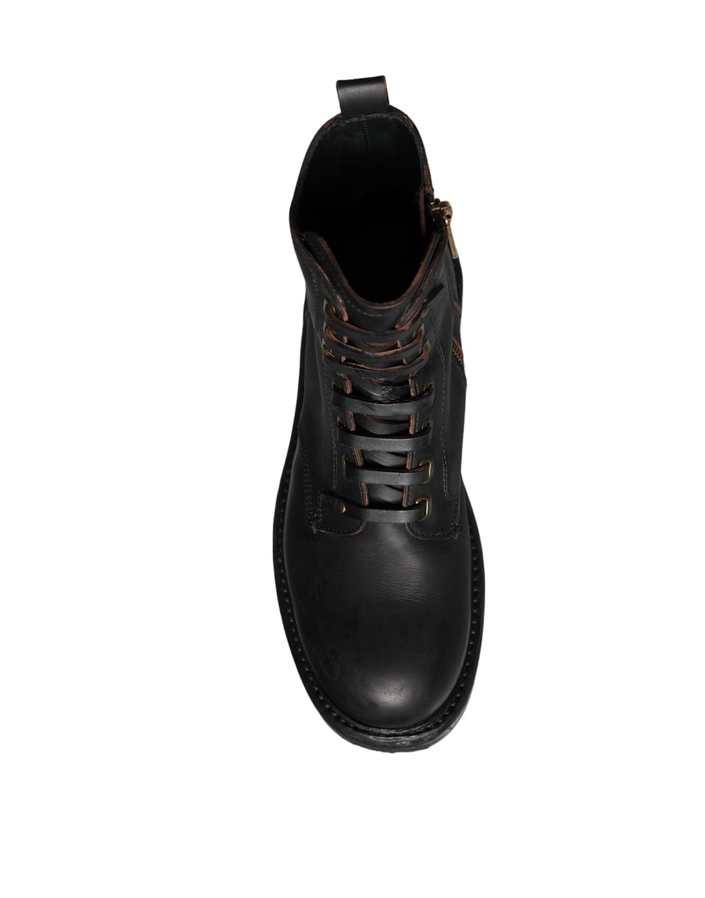 Bottes mi-mollet noires à lacets Dolce & Gabbana pour hommes