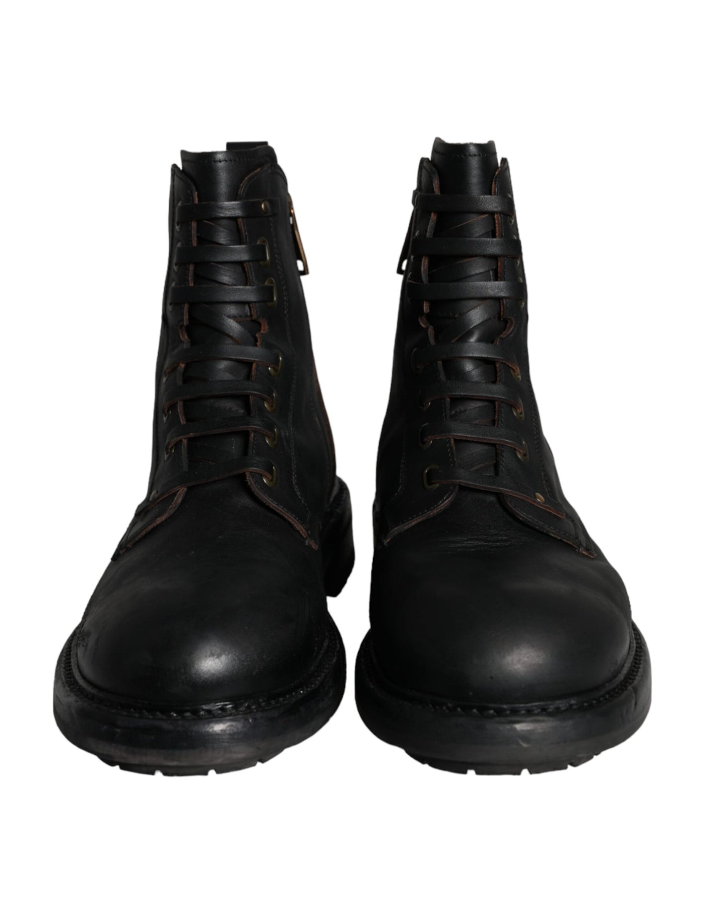 Bottes mi-mollet noires à lacets Dolce & Gabbana pour hommes