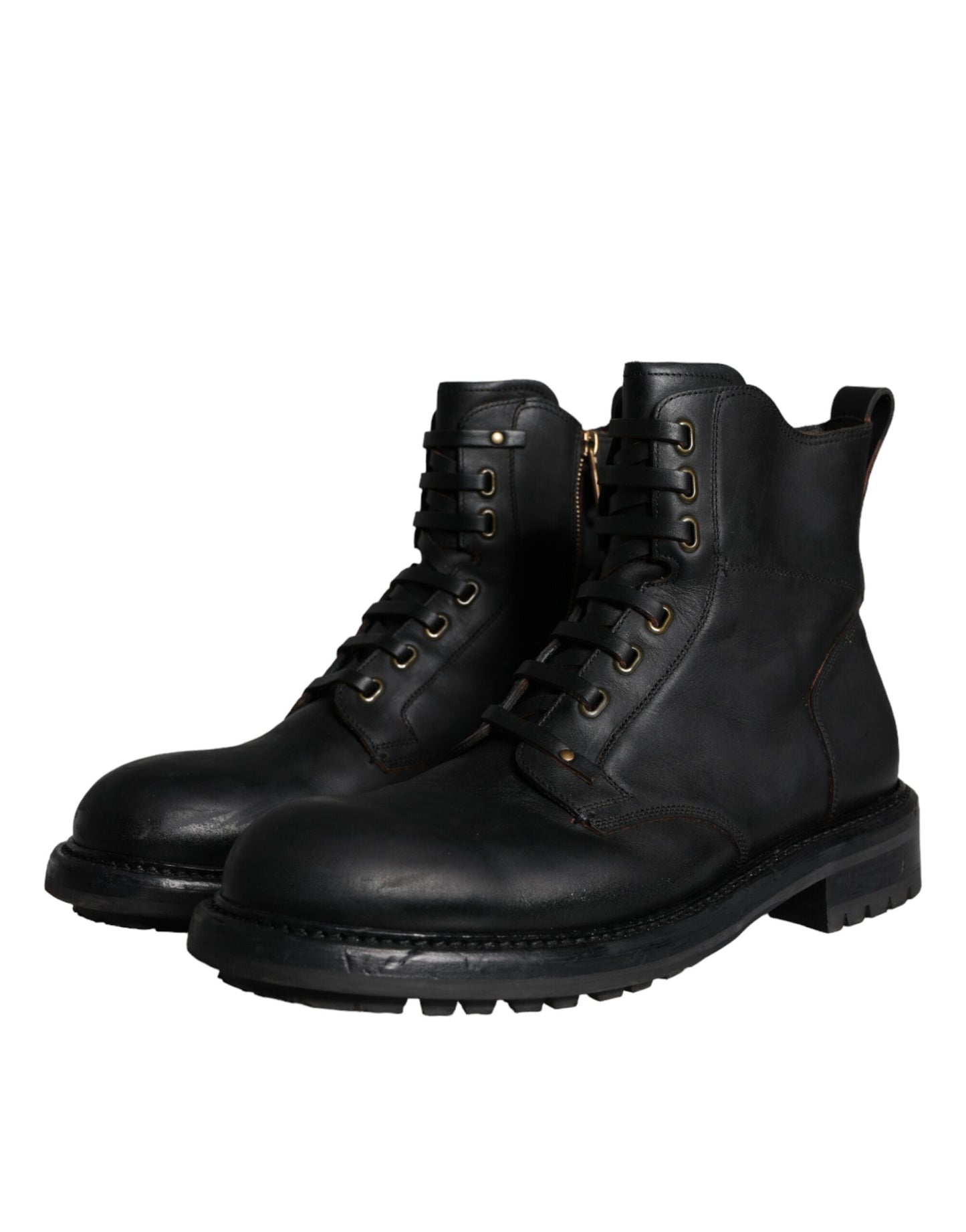 Bottes mi-mollet noires à lacets Dolce & Gabbana pour hommes
