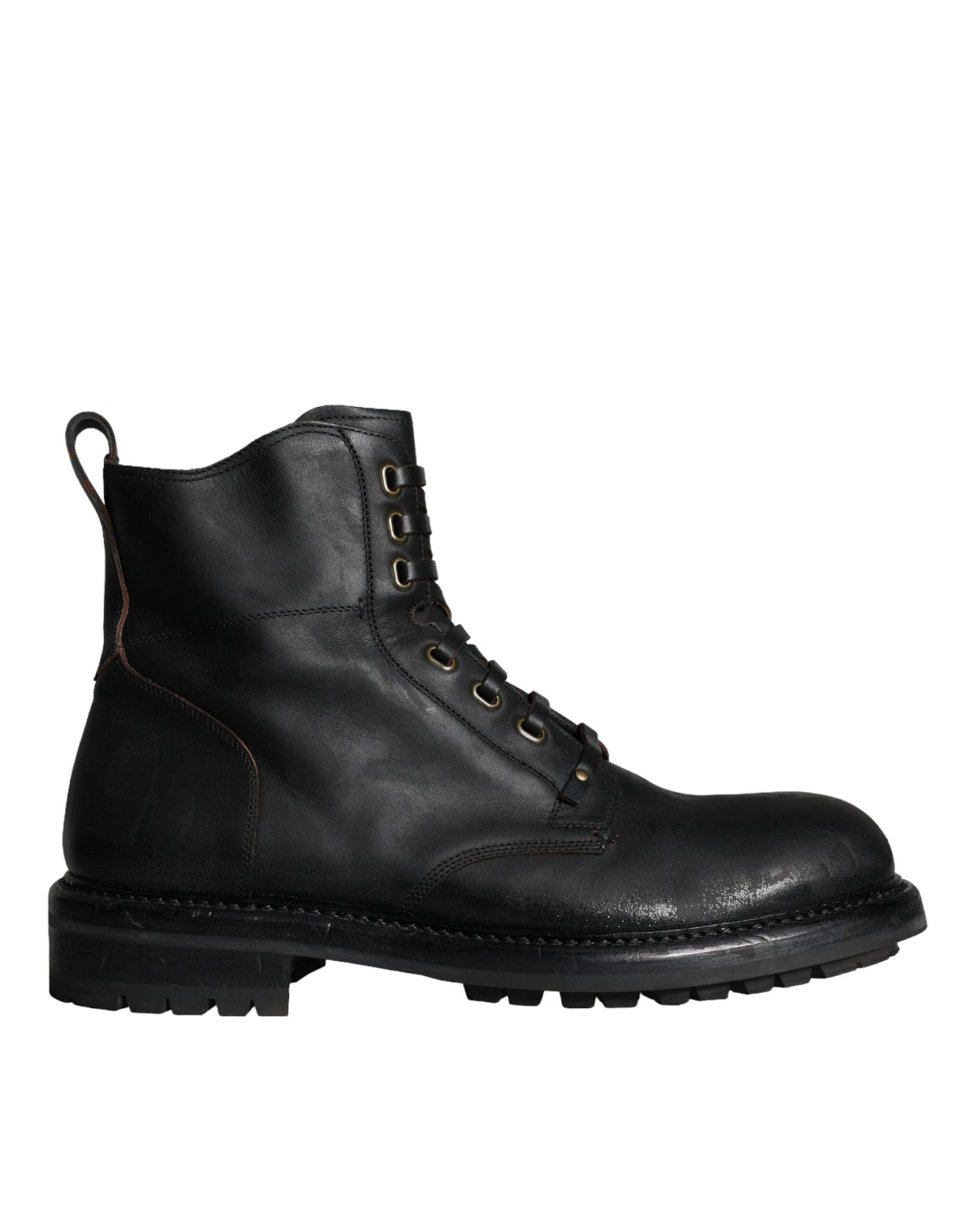 Bottes mi-mollet noires à lacets Dolce & Gabbana pour hommes