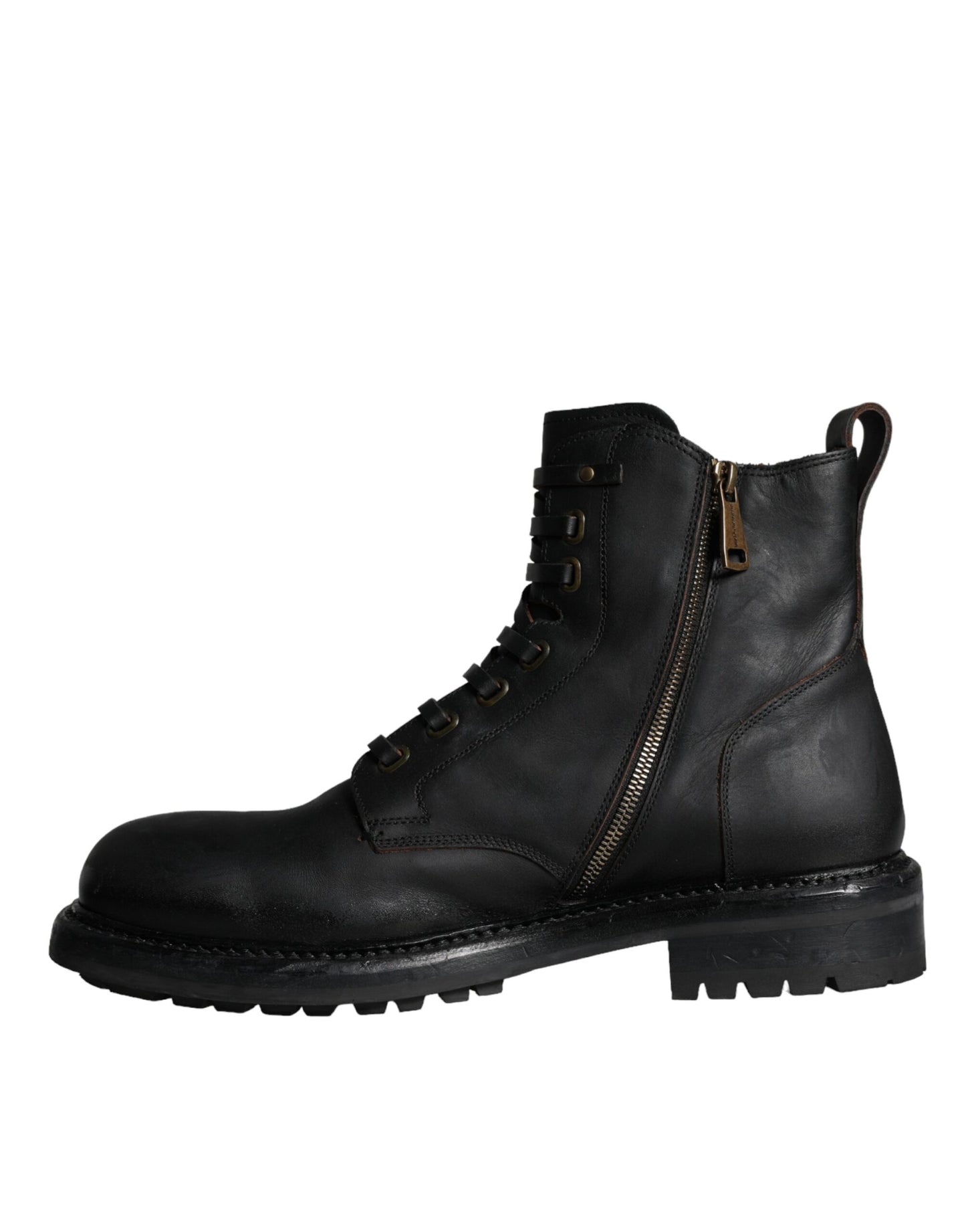 Bottes mi-mollet noires à lacets Dolce & Gabbana pour hommes