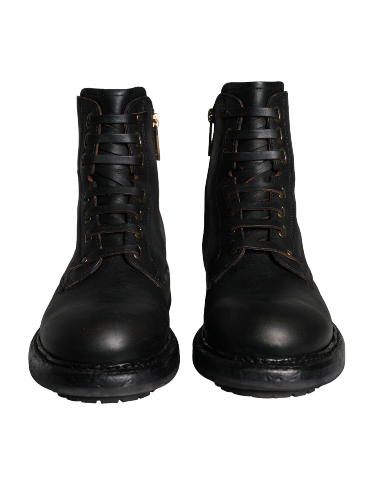 Bottes mi-mollet noires à lacets Dolce & Gabbana pour hommes