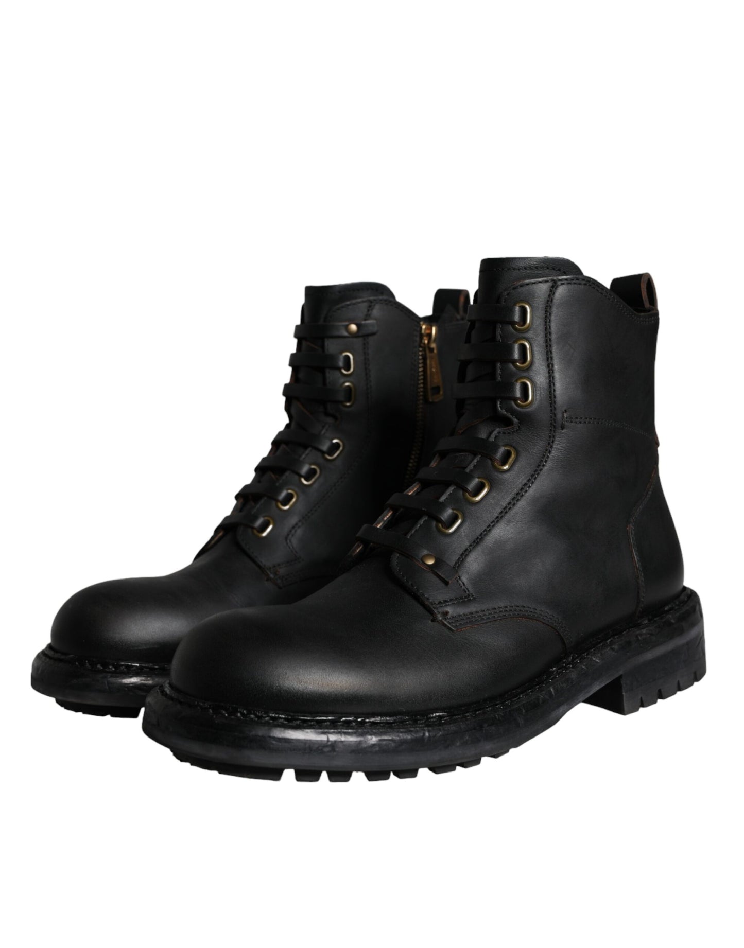 Bottes mi-mollet noires à lacets Dolce & Gabbana pour hommes