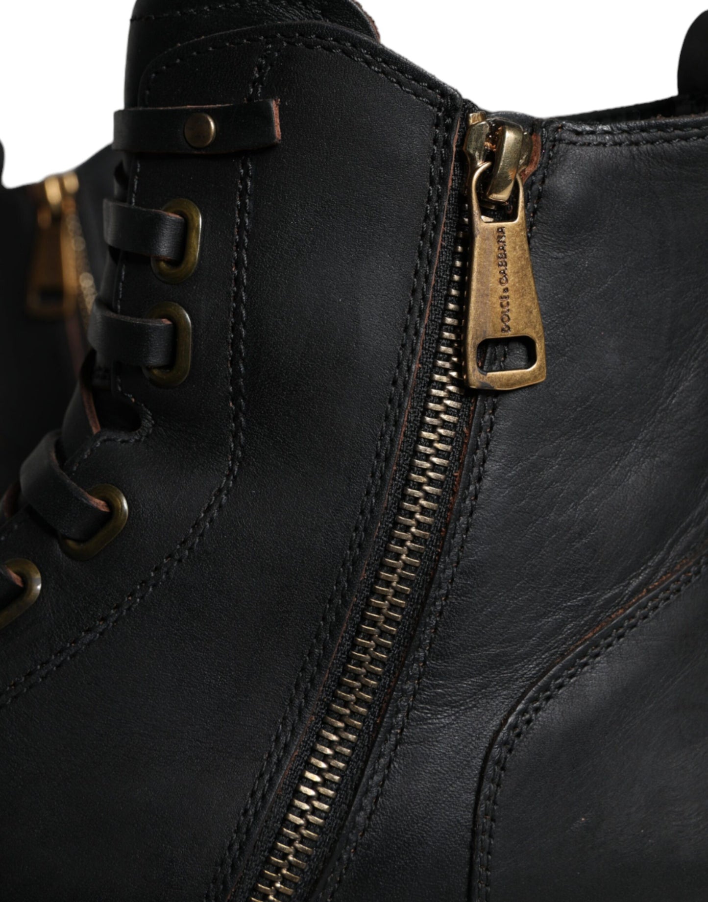 Bottes mi-mollet noires à lacets Dolce & Gabbana pour hommes