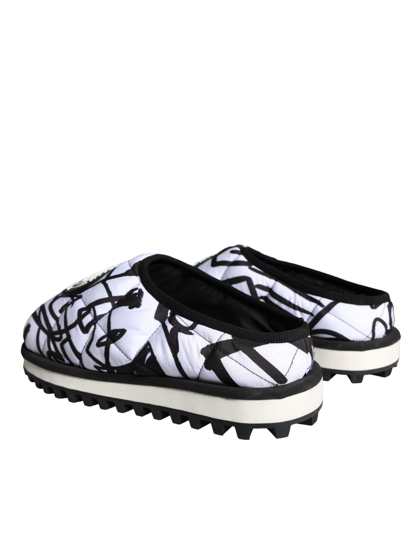 Sandales à logo matelassé noir et blanc Dolce & Gabbana