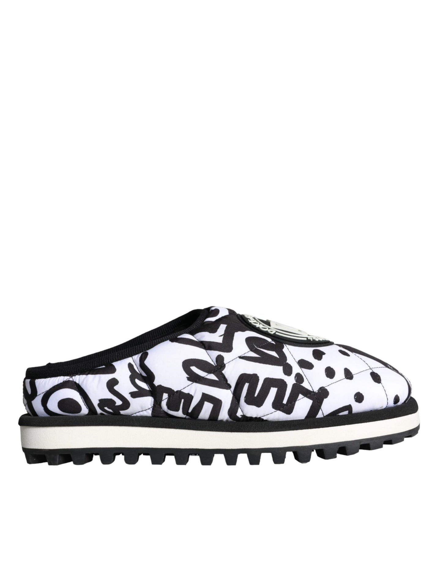 Sandales à logo matelassé noir et blanc Dolce & Gabbana