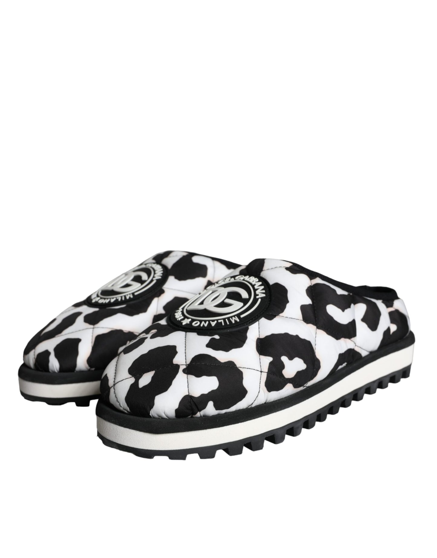 Sandales à logo matelassé noir et blanc Dolce & Gabbana