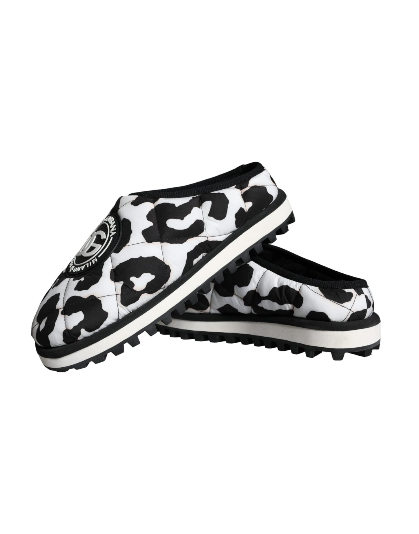 Sandales à logo matelassé noir et blanc Dolce & Gabbana