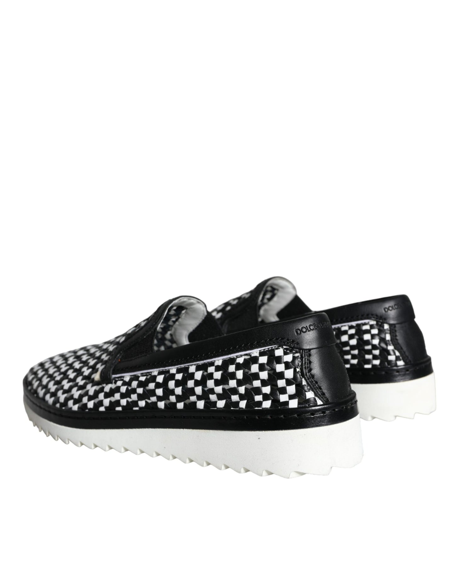 Mocassins à enfiler tissés noirs et blancs Dolce & Gabbana pour homme