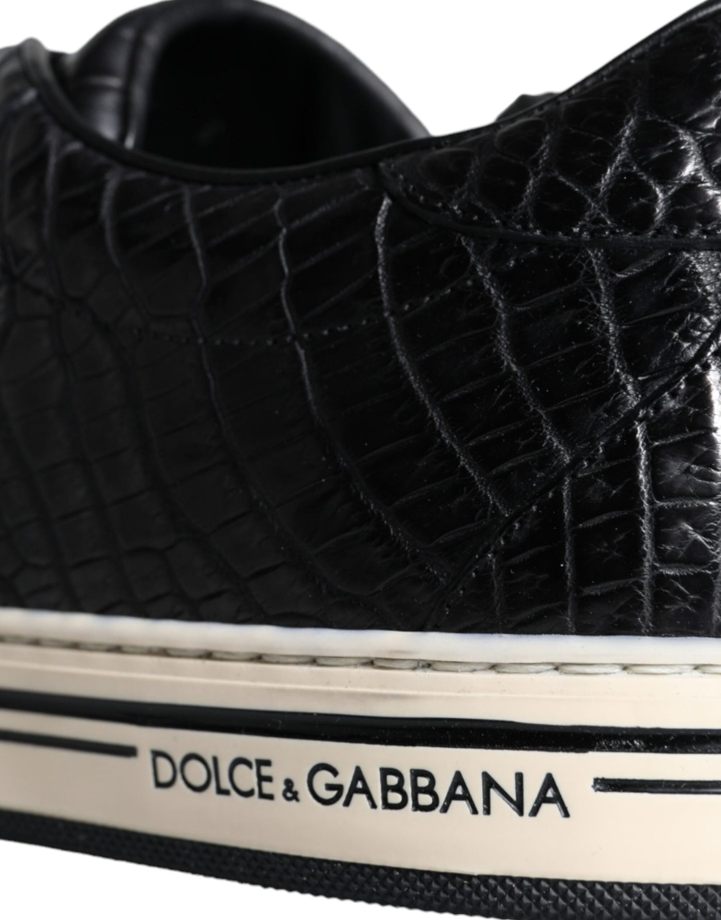 Dolce & Gabbana Black Leather Men Low Top Sneakers Shoes by Dolce & Gabbana