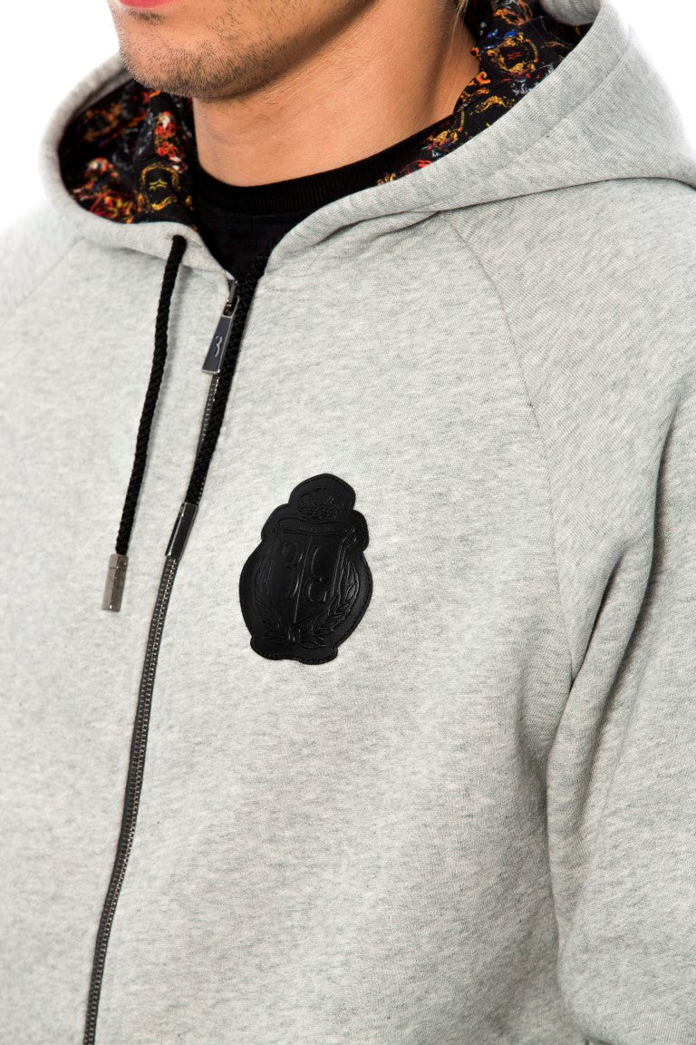 Sweat-shirt à capuche en coton gris élégant de la couture italienne milliardaire