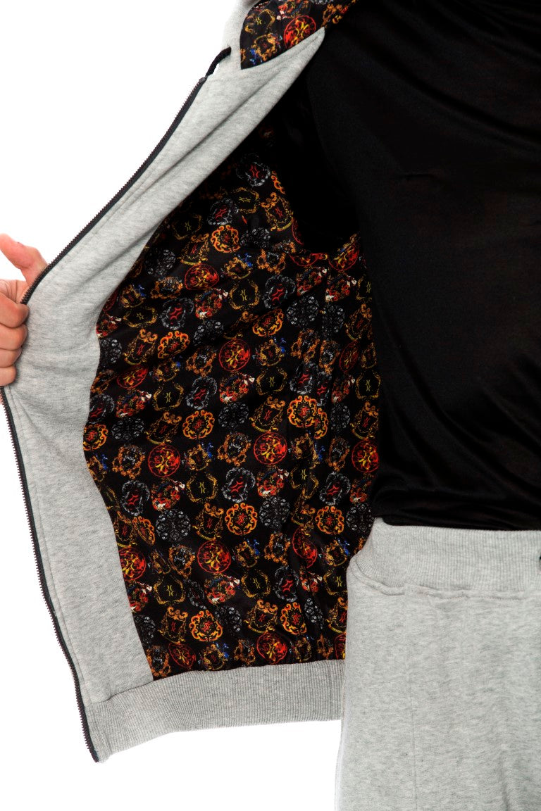 Sweat-shirt à capuche en coton gris élégant de la couture italienne milliardaire