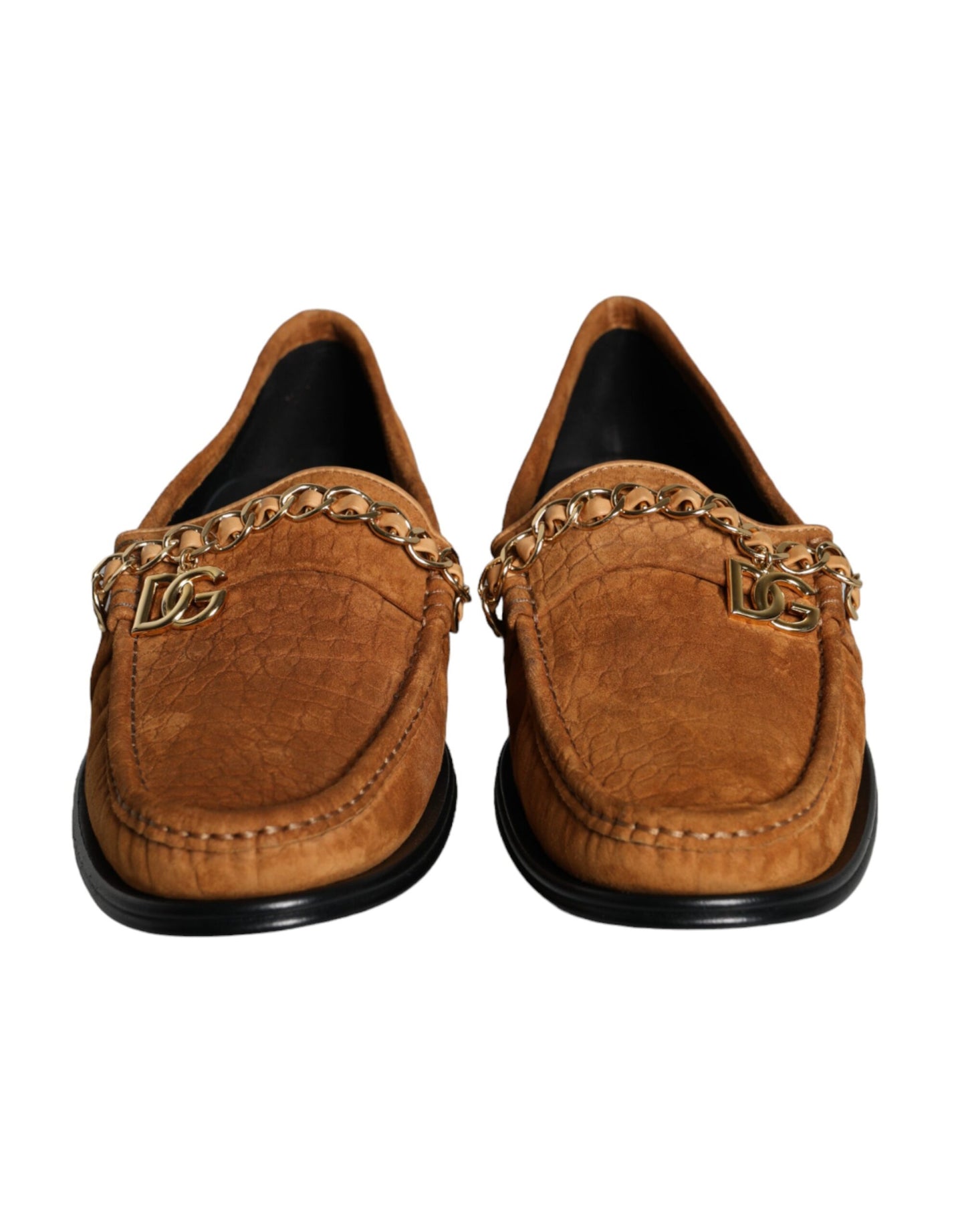 Mocassins à enfiler Dolce & Gabbana en cuir velours marron avec logo