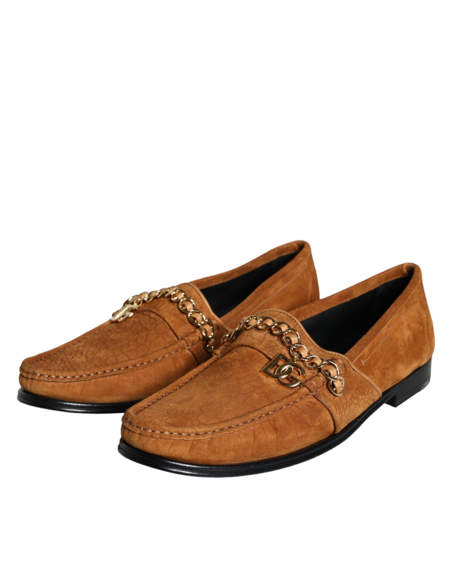Mocassins à enfiler Dolce & Gabbana en cuir velours marron avec logo