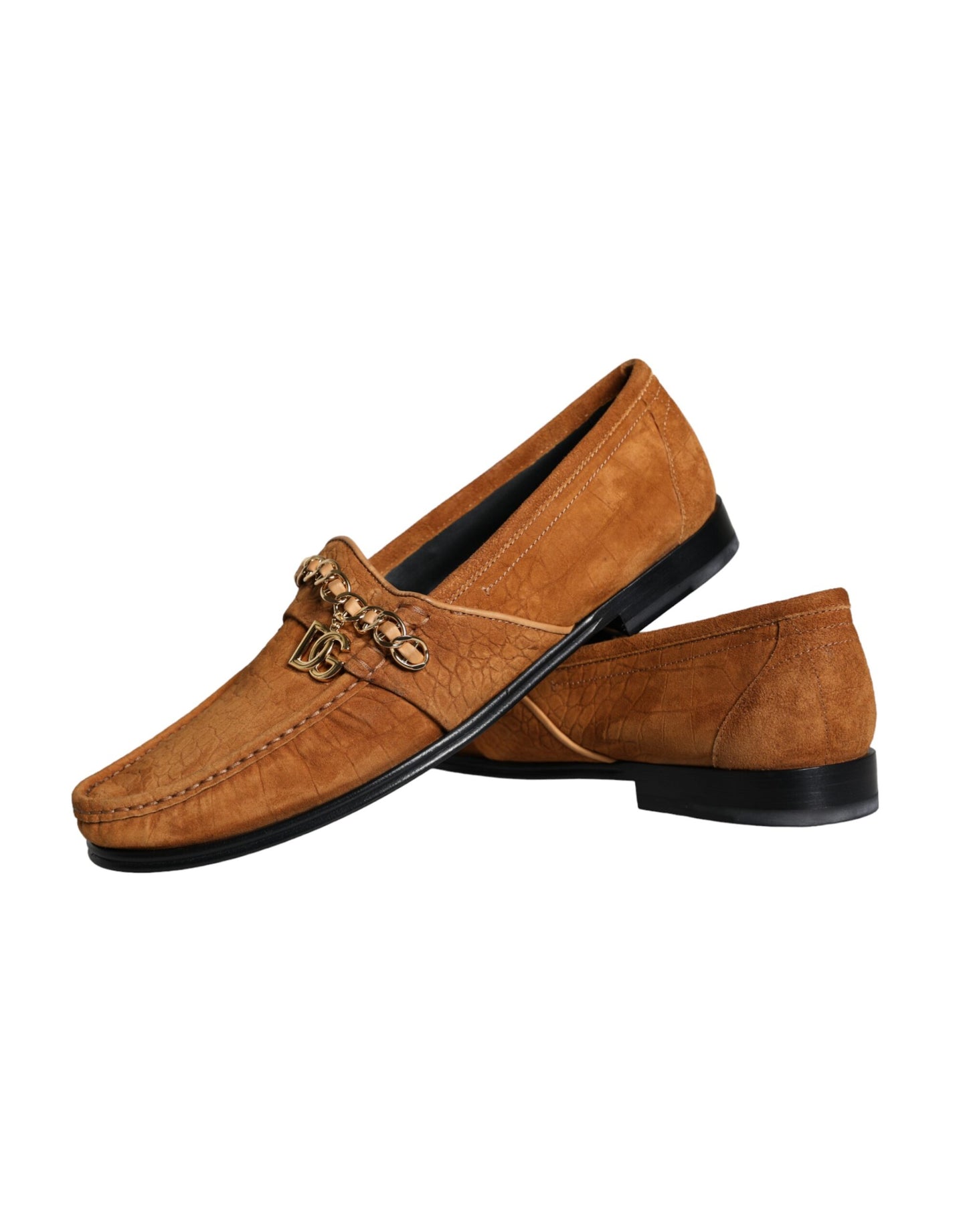 Mocassins à enfiler Dolce & Gabbana en cuir velours marron avec logo