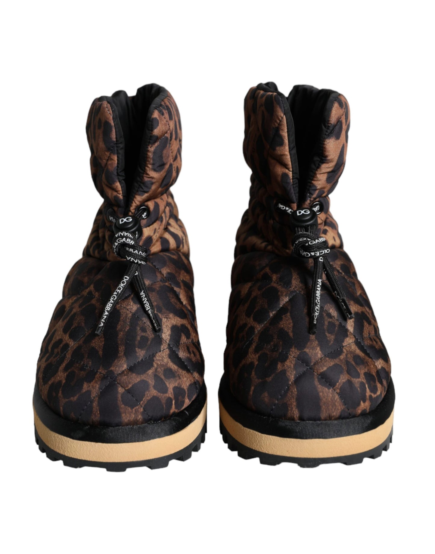 Bottines matelassées à imprimé léopard marron Dolce & Gabbana